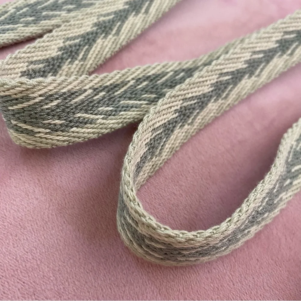 Cool Thread Belt Simple Minimalistic Ivory and Grey Multi Use Zig Zag Stripe 14